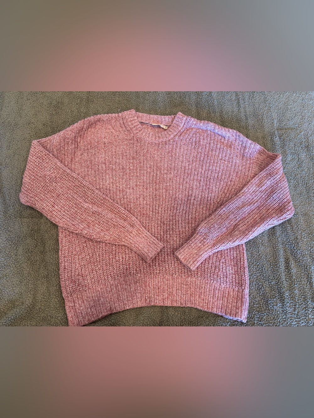 Faherty Sunwashed marled chunky Organic Cotton Fisherman crewneck Sweater Sz M